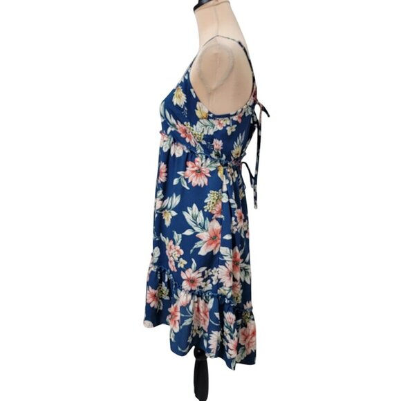 Xhilaration Size S Dusty Blue with Floral Strappy Blue Sun Dress, Exc. Used Cond - Picture 2 of 11